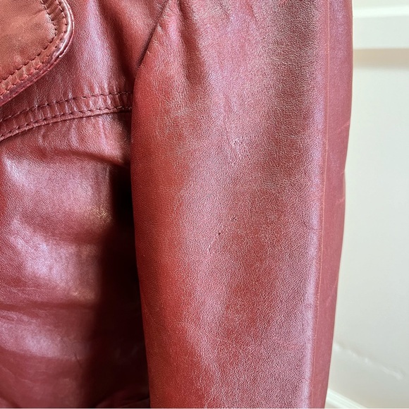 Vintage Merlot Leather Blazer Jacket•Sz XS - Picture 6 of 11